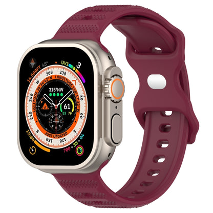 For Apple Watch SE 2022 44mm Reverse Buckle Dot Texture Silicone Watch Band(Wine Red) - Watch Bands by PMC Jewellery | Online Shopping South Africa | PMC Jewellery