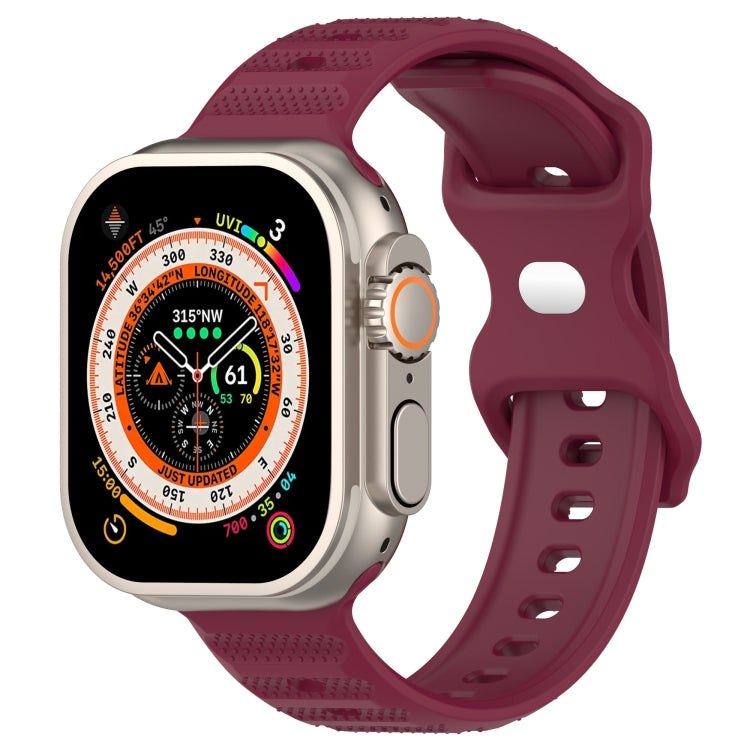 For Apple Watch 4 44mm Reverse Buckle Dot Texture Silicone Watch Band(Wine Red) - Watch Bands by PMC TechLife | Online Shopping South Africa | PMC TechLife