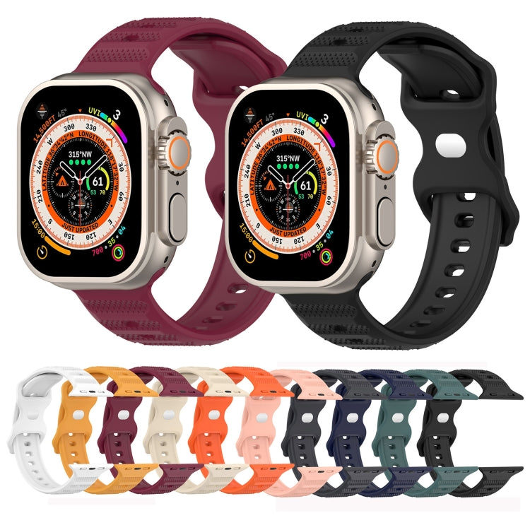 For Apple Watch Ultra 49mm Reverse Buckle Dot Texture Silicone Watch Band(Wine Red) - Watch Bands by PMC Jewellery | Online Shopping South Africa | PMC Jewellery