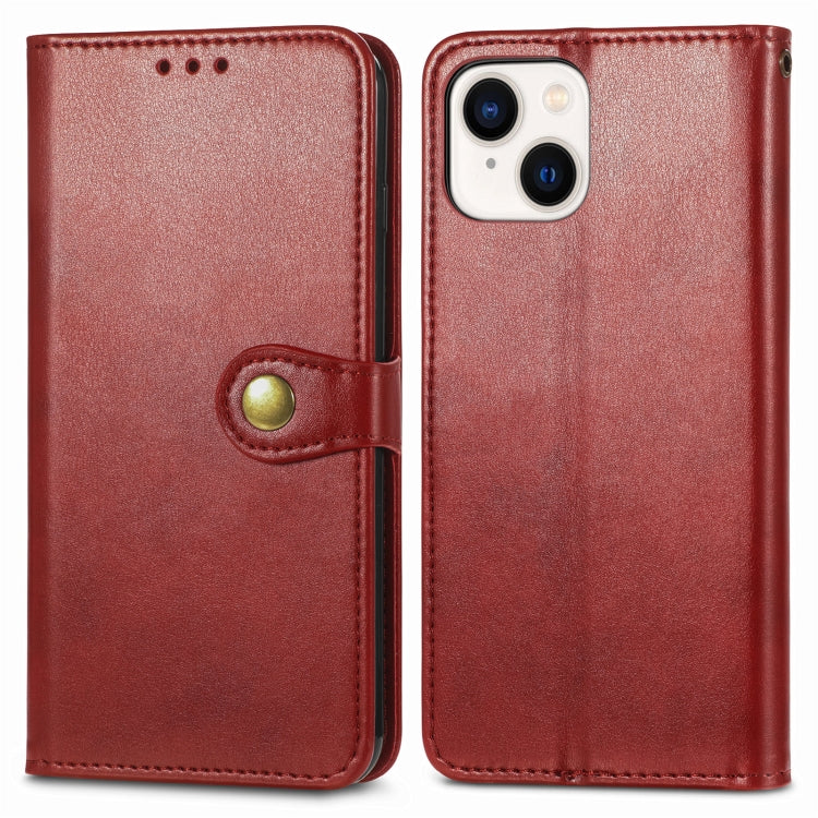 For iPhone 15 Plus Retro Solid Color Buckle Leather Phone Case(Red) - iPhone 15 Plus Cases by PMC Jewellery | Online Shopping South Africa | PMC Jewellery