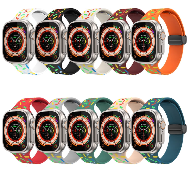 For Apple Watch 7 45mm Rainbow Dots Silicone Magnetic Black Buckle Watch Band(Blue) - Watch Bands by PMC Jewellery | Online Shopping South Africa | PMC Jewellery