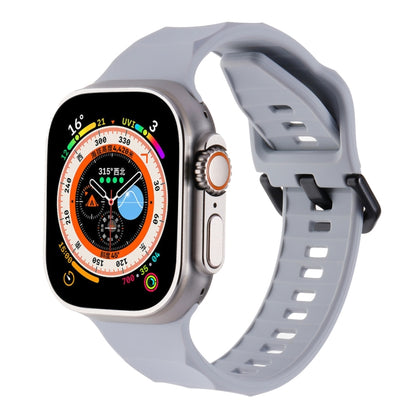 For Apple Watch 7 45mm Ripple Silicone Sports Watch Band(Light Grey) - Watch Bands by PMC Jewellery | Online Shopping South Africa | PMC Jewellery