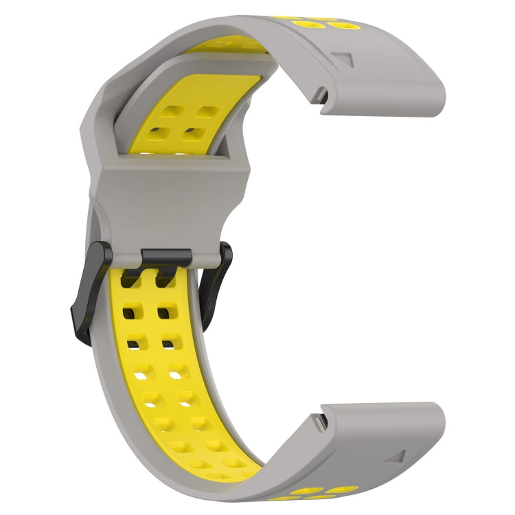 For Garmin  Instinct 2 Solar 22mm Two-Color Reverse Buckle Silicone Watch Band(Grey+Yellow) - Watch Bands by PMC Jewellery | Online Shopping South Africa | PMC Jewellery