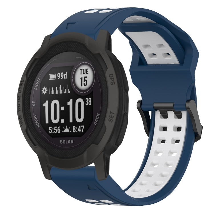 For Garmin  Instinct 2 Solar 22mm Two-Color Reverse Buckle Silicone Watch Band(Blue+White) - Watch Bands by PMC TechLife | Online Shopping South Africa | PMC TechLife