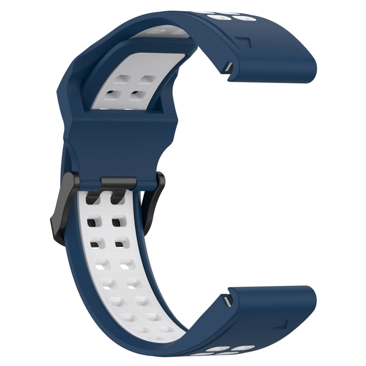 For Garmin Instinct Crossover Solar 22mm Two-Color Reverse Buckle Silicone Watch Band(Blue+White) - Watch Bands by PMC TechLife | Online Shopping South Africa | PMC TechLife