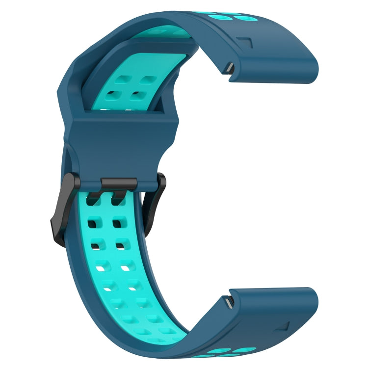 For Garmin Fenix 6 22mm Two-Color Reverse Buckle Silicone Watch Band(Blue+Teal) - Watch Bands by PMC Jewellery | Online Shopping South Africa | PMC Jewellery