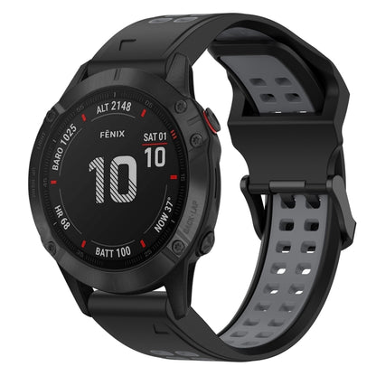 For Garmin Fenix 6 Pro 22mm Two-Color Reverse Buckle Silicone Watch Band(Black+Grey) - Watch Bands by PMC Jewellery | Online Shopping South Africa | PMC Jewellery