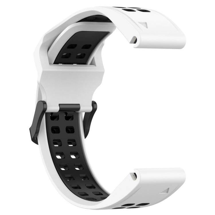 For Garmin Instinct 22mm Two-Color Reverse Buckle Silicone Watch Band(White+Black) - Watch Bands by PMC Jewellery | Online Shopping South Africa | PMC Jewellery