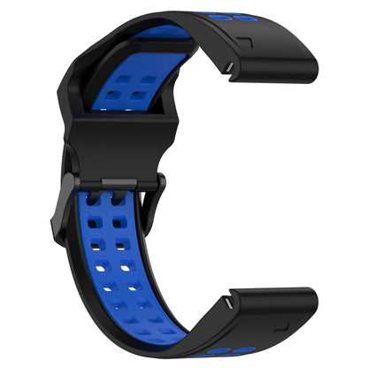 For Garmin Descent G1 22mm Two-Color Reverse Buckle Silicone Watch Band(Black+Blue) - Watch Bands by PMC Jewellery | Online Shopping South Africa | PMC Jewellery