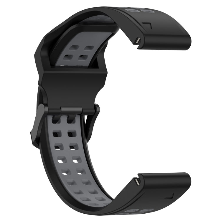 For Garmin Fenix 5 Plus 22mm Two-Color Reverse Buckle Silicone Watch Band(Black+Grey) - Watch Bands by PMC TechLife | Online Shopping South Africa | PMC TechLife