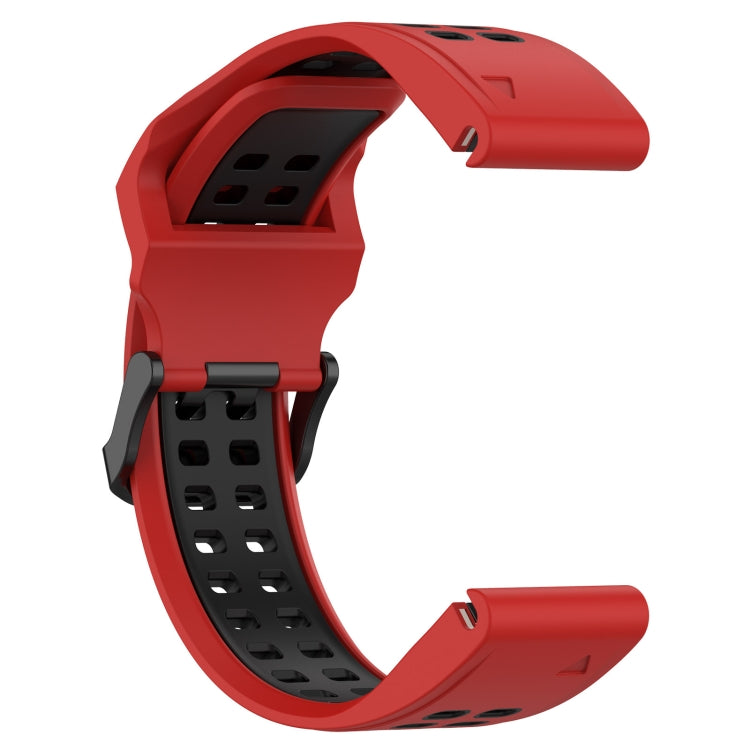 For Garmin Fenix 5 Plus 22mm Two-Color Reverse Buckle Silicone Watch Band(Red+Black) - Watch Bands by PMC Jewellery | Online Shopping South Africa | PMC Jewellery