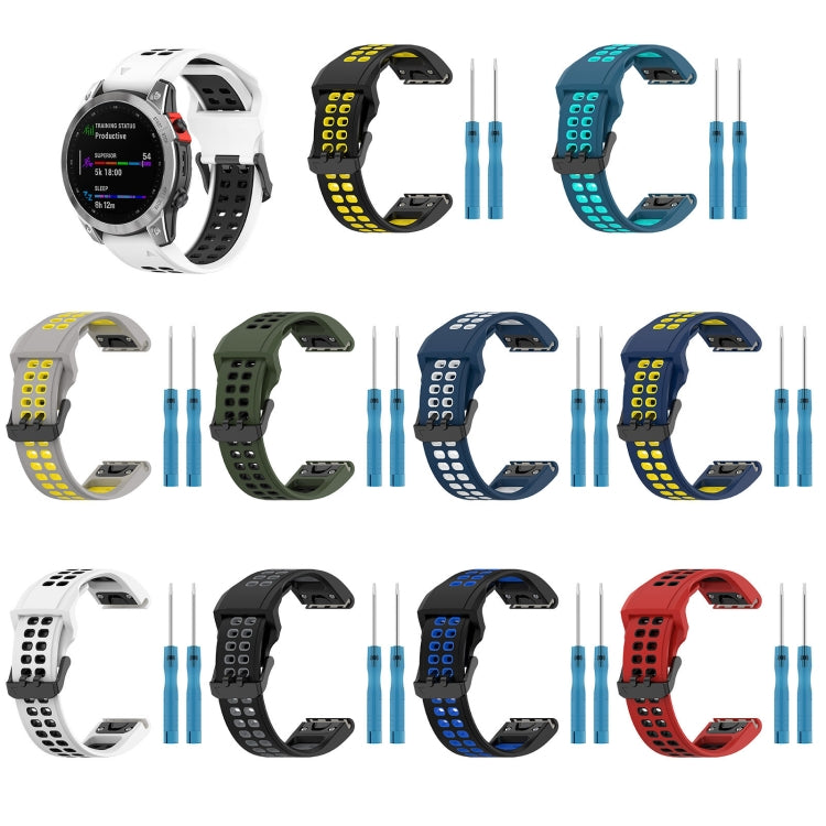For Garmin Forerunner 945 22mm Two-Color Reverse Buckle Silicone Watch Band(Red+Black) - Watch Bands by PMC TechLife | Online Shopping South Africa | PMC TechLife