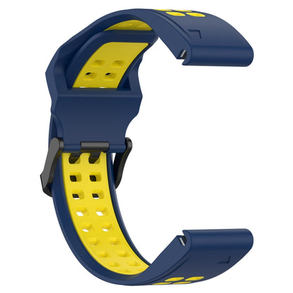 For Garmin Epix Pro 51mm 26mm Two-Color Reverse Buckle Silicone Watch Band(Blue+Yellow) - Watch Bands by PMC Jewellery | Online Shopping South Africa | PMC Jewellery