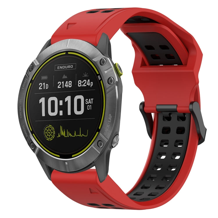 For Garmin Enduro 26mm Two-Color Reverse Buckle Silicone Watch Band(Red+Black) - Watch Bands by PMC Jewellery | Online Shopping South Africa | PMC Jewellery