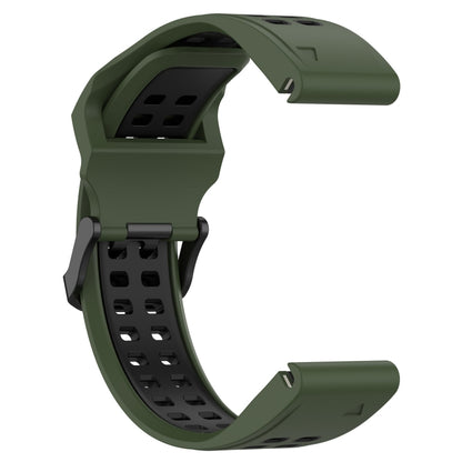 For Garmin Enduro 26mm Two-Color Reverse Buckle Silicone Watch Band(Army Green+Black) - Watch Bands by PMC Jewellery | Online Shopping South Africa | PMC Jewellery