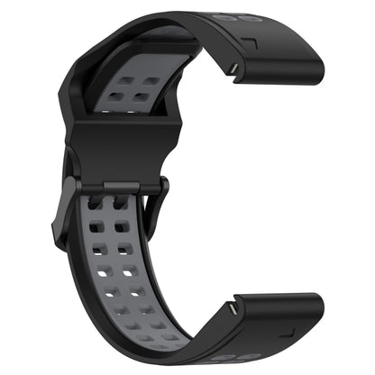 For Garmin Fenix 6X 26mm Two-Color Reverse Buckle Silicone Watch Band(Black+Grey) - Watch Bands by PMC Jewellery | Online Shopping South Africa | PMC Jewellery