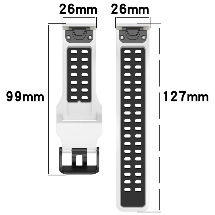 For Garmin Epix Pro 51mm 26mm Two-Color Reverse Buckle Silicone Watch Band(Black+Grey) - Watch Bands by PMC Jewellery | Online Shopping South Africa | PMC Jewellery