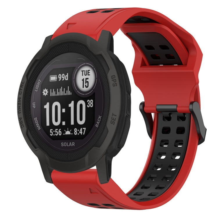 For Garmin Instinct 2S 20mm Two-Color Reverse Buckle Silicone Watch Band(Red+Black) - Watch Bands by PMC TechLife | Online Shopping South Africa | PMC TechLife