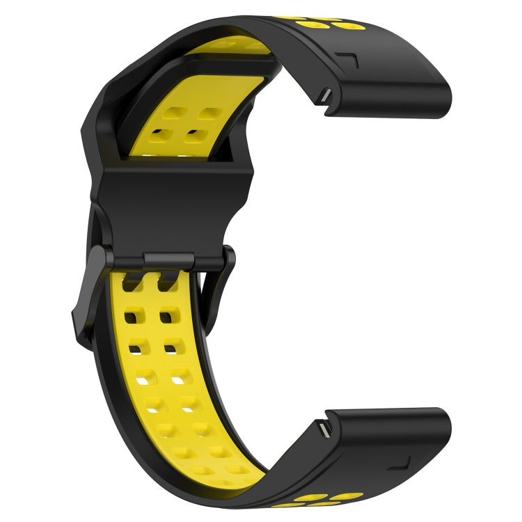 For Garmin Fenix 6S Pro 20mm Two-Color Reverse Buckle Silicone Watch Band(Black+Yellow) - Watch Bands by PMC Jewellery | Online Shopping South Africa | PMC Jewellery