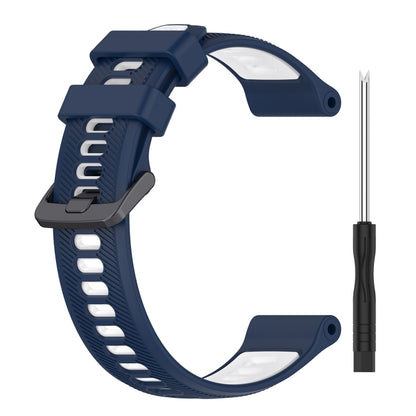 For Garmin Forerunner 955 Sports Two-Color Silicone Watch Band(Midnight Blue+White) - Watch Bands by PMC Jewellery | Online Shopping South Africa | PMC Jewellery