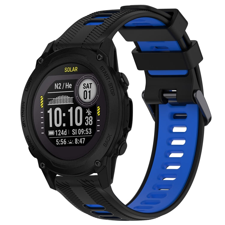 For Garmin Descent G1 Sports Two-Color Silicone Watch Band(Black+Blue) - Watch Bands by PMC Jewellery | Online Shopping South Africa | PMC Jewellery