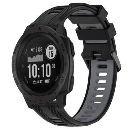 For Garmin Instinct Sports Two-Color Silicone Watch Band(Black+Grey) - Watch Bands by PMC Jewellery | Online Shopping South Africa | PMC Jewellery