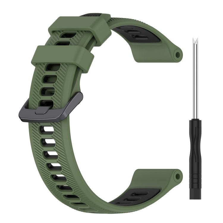 For Garmin Approach S60 Sports Two-Color Silicone Watch Band(Army Green+Black) - Watch Bands by PMC Jewellery | Online Shopping South Africa | PMC Jewellery