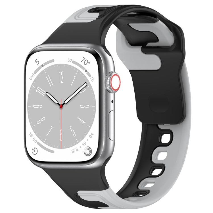 For Apple Watch 9 41mm Double Color Silicone Watch Band(Black+Grey) - Watch Bands by PMC TechLife | Online Shopping South Africa | PMC TechLife