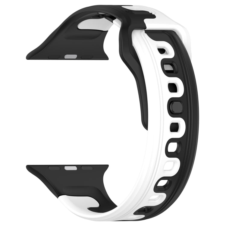 For Apple Watch Ultra 49mm Double Color Silicone Watch Band(Black+White) - Watch Bands by PMC TechLife | Online Shopping South Africa | PMC TechLife