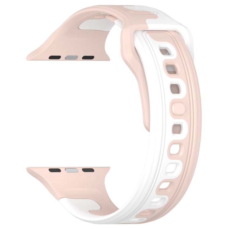For Apple Watch 8 41mm Double Color Silicone Watch Band(Pink+White) - Watch Bands by PMC TechLife | Online Shopping South Africa | PMC TechLife