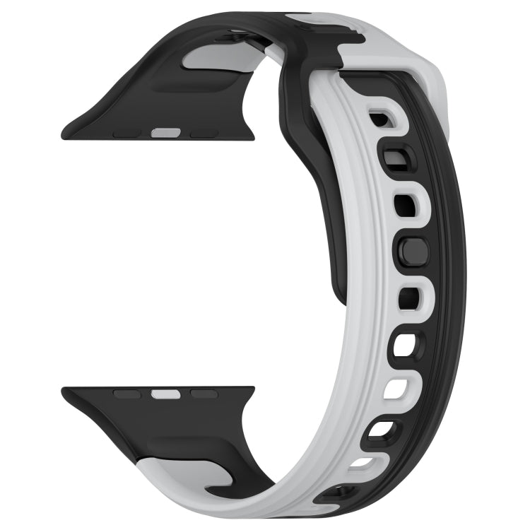 For Apple Watch 4 40mm Double Color Silicone Watch Band(Black+Grey) - Watch Bands by PMC TechLife | Online Shopping South Africa | PMC TechLife