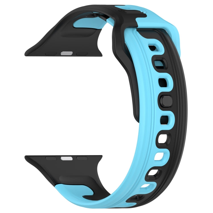 For Apple Watch 38mm Double Color Silicone Watch Band(Black+Blue) - Watch Bands by PMC TechLife | Online Shopping South Africa | PMC TechLife