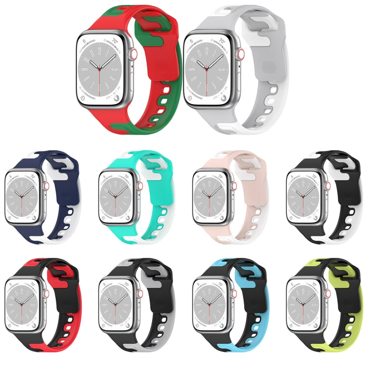 For Apple Watch 38mm Double Color Silicone Watch Band(Red+Green) - Watch Bands by PMC TechLife | Online Shopping South Africa | PMC TechLife