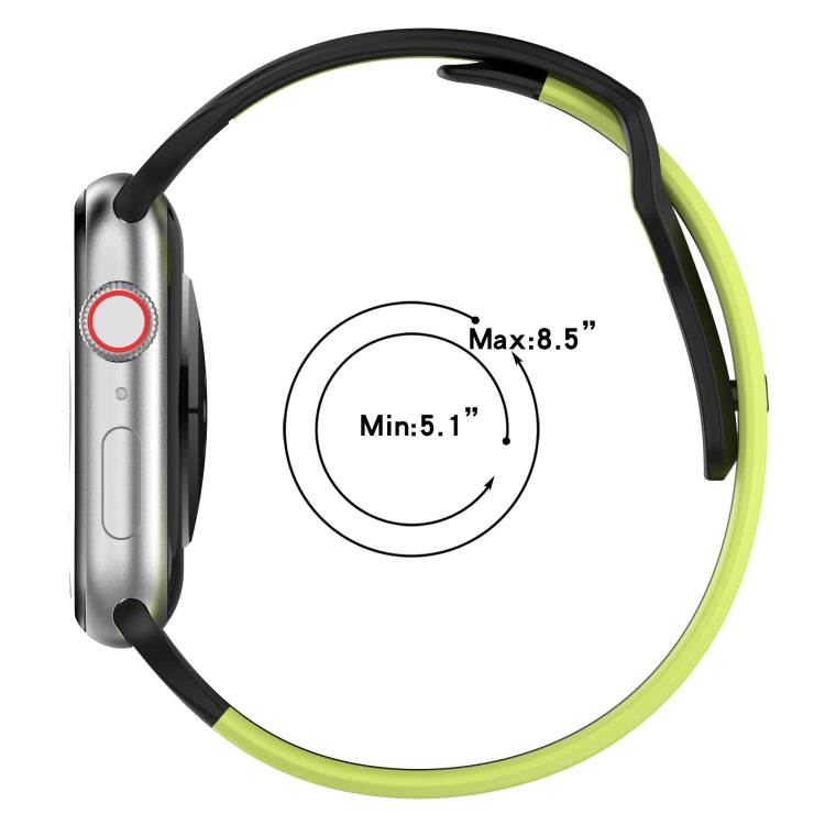 For Apple Watch 38mm Double Color Silicone Watch Band(Black+Blue) - Watch Bands by PMC TechLife | Online Shopping South Africa | PMC TechLife