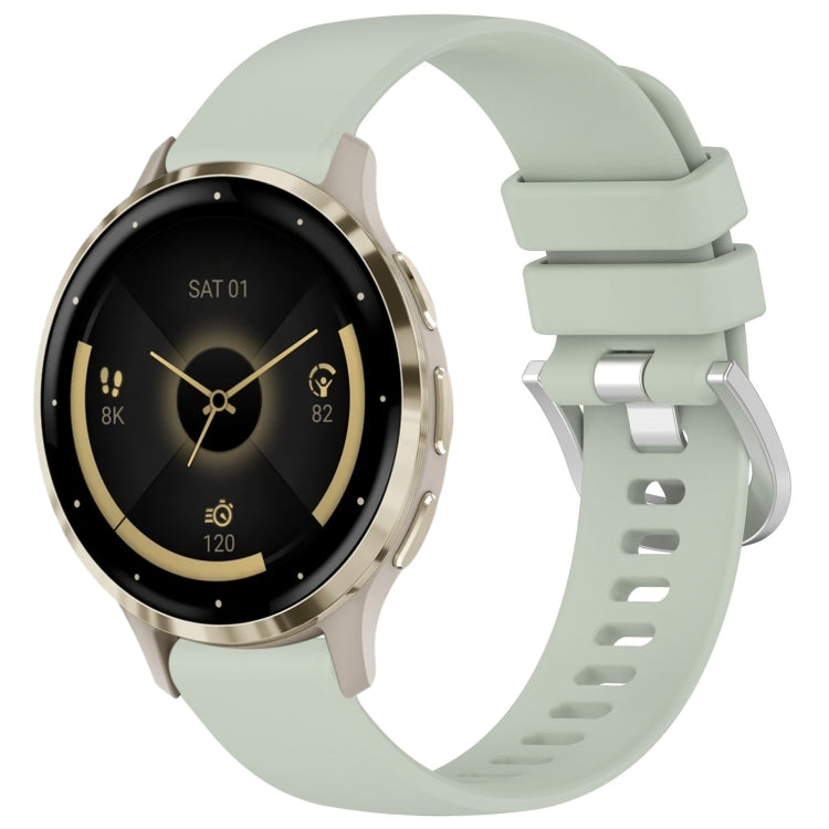 Compatible with Garmin Venu 3S Liquid Glossy Silver Buckle Silicone Watch Band(Green) - Watch Bands by PMC TechLife | Online Shopping South Africa | PMC TechLife | Buy Now Pay Later Mobicred