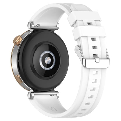 For Huawei Watch GT4 41mm Official Steps Style Silver Buckle Silicone Watch Band(White) - Watch Bands by PMC Jewellery | Online Shopping South Africa | PMC Jewellery