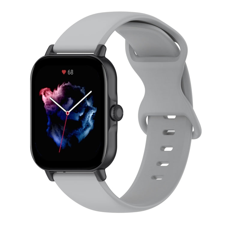 For Amazfit Active L Butterfly 8-shaped Buckle Silicone Watch Band(Grey) - Watch Bands by PMC TechLife | Online Shopping South Africa | PMC TechLife