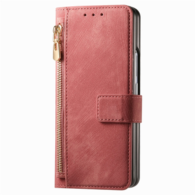 For Samsung Galaxy Z Fold4 Retro MagSafe Magnetic Zipper Wallet Leather Phone Case(Pink) - Galaxy Z Fold4 5G Cases by PMC Jewellery | Online Shopping South Africa | PMC Jewellery