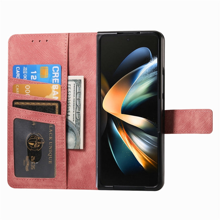 For Samsung Galaxy Z Fold4 Retro MagSafe Magnetic Zipper Wallet Leather Phone Case(Pink) - Galaxy Z Fold4 5G Cases by PMC Jewellery | Online Shopping South Africa | PMC Jewellery