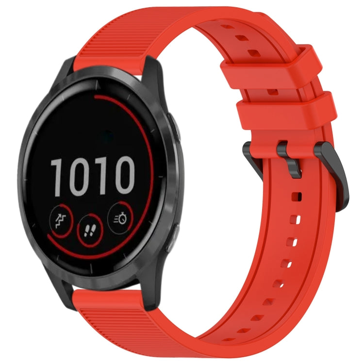 For Garmin Vivoactive 4 22mm Textured Silicone Solid Color Watch Band(Red) - Watch Bands by PMC TechLife | Online Shopping South Africa | PMC TechLife