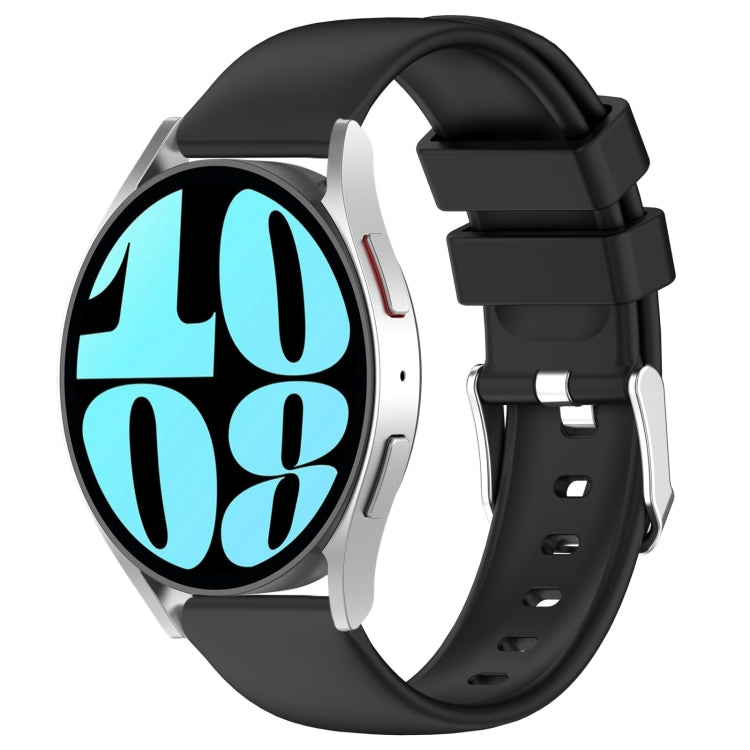 For Samsung Galaxy Watch 6 40mm 20mm Smooth Solid Color Silicone Watch Band(Black) - Watch Bands by PMC TechLife | Online Shopping South Africa | PMC TechLife | Buy Now Pay Later Mobicred