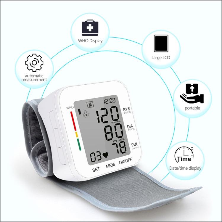 RZ204 Automatic Digital Wrist Cuff Blood Pressure Monitor Heart Beat LCD Digital Wrist Watch - Sphygmomanometer by PMC Jewellery | Online Shopping South Africa | PMC Jewellery