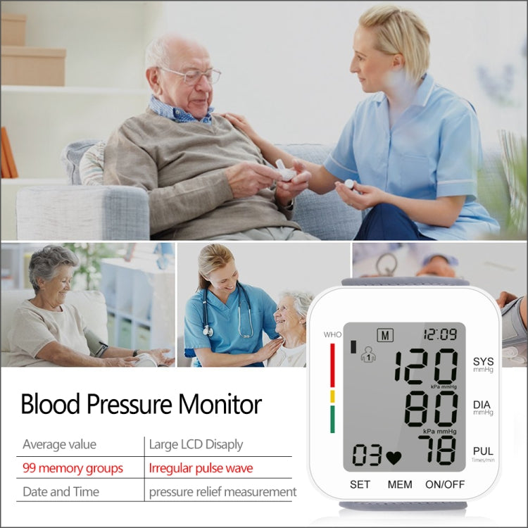 RZ204 Automatic Digital Wrist Cuff Blood Pressure Monitor Heart Beat LCD Digital Wrist Watch - Sphygmomanometer by PMC Jewellery | Online Shopping South Africa | PMC Jewellery