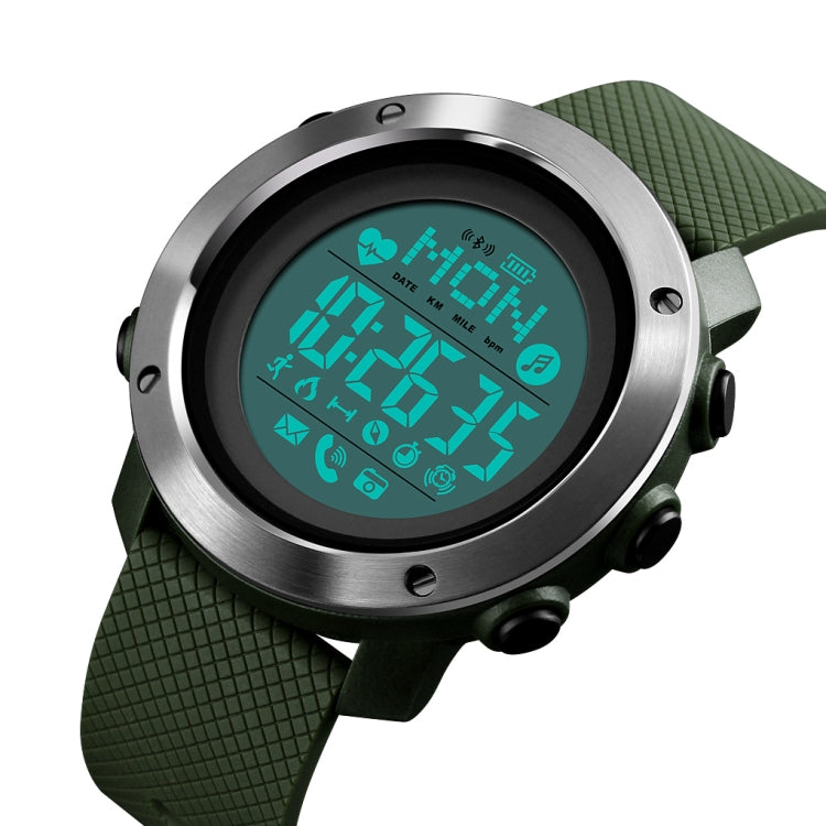 SKMEI 1511 Simple Bluetooth Men Smart Waterproof Compass Adult Smart Watch(Steel Shell Army Green) - Sport Watches by SKMEI | Online Shopping South Africa | PMC Jewellery | Buy Now Pay Later Mobicred