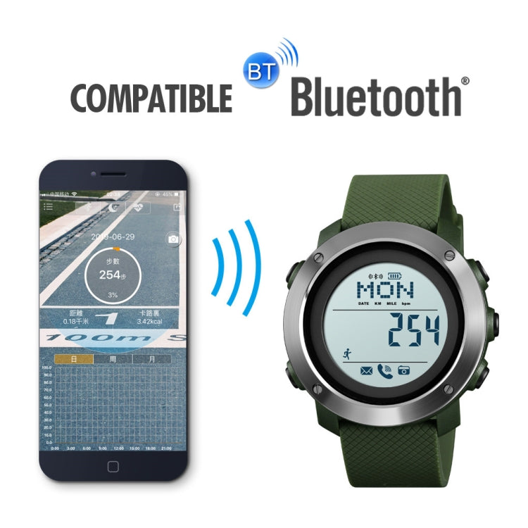 SKMEI 1511 Simple Bluetooth Men Smart Waterproof Compass Adult Smart Watch(Rubber Shell Black) - Sport Watches by SKMEI | Online Shopping South Africa | PMC Jewellery | Buy Now Pay Later Mobicred