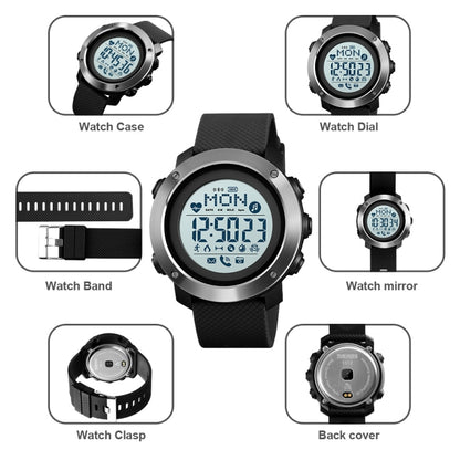 SKMEI 1511 Simple Bluetooth Men Smart Waterproof Compass Adult Smart Watch(Rubber Shell Black) - Sport Watches by SKMEI | Online Shopping South Africa | PMC Jewellery | Buy Now Pay Later Mobicred