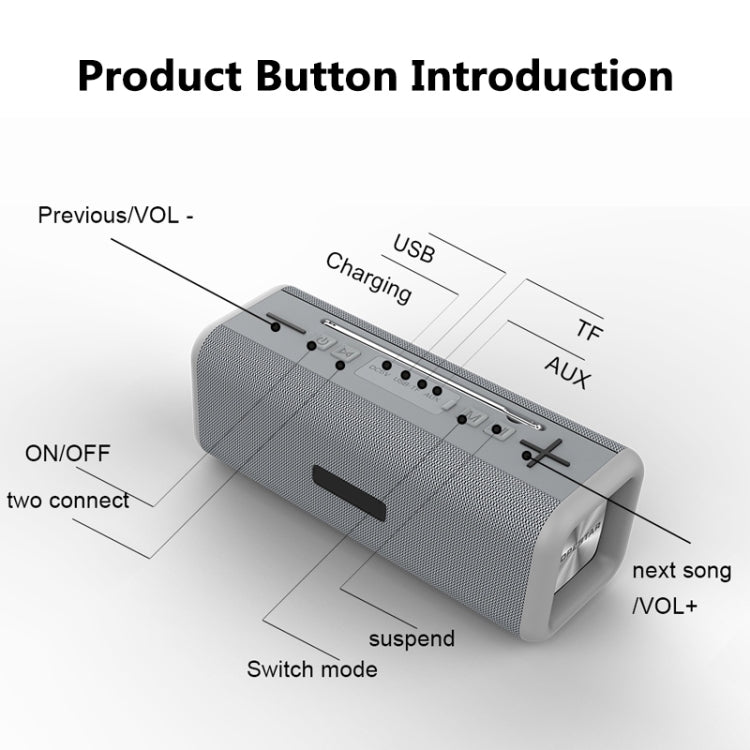 T9 Wireless Bluetooth 4.2 Speaker 10W Portable Sound Box FM Digital Radio 3D Surround Stereo, Support Handsfree & TF & AUX(Gray) - Desktop Speaker by PMC Jewellery | Online Shopping South Africa | PMC Jewellery