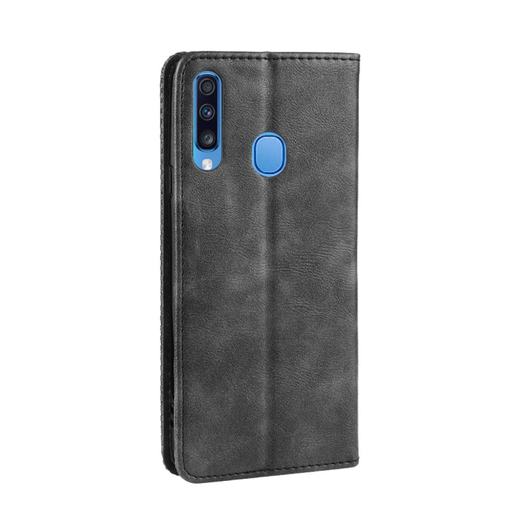 For Galaxy A20s  Magnetic Buckle Retro Crazy Horse Texture Horizontal Flip Leather Case  , with Holder & Card Slots & Photo Frame(Black) - Galaxy Phone Cases by PMC Jewellery | Online Shopping South Africa | PMC Jewellery