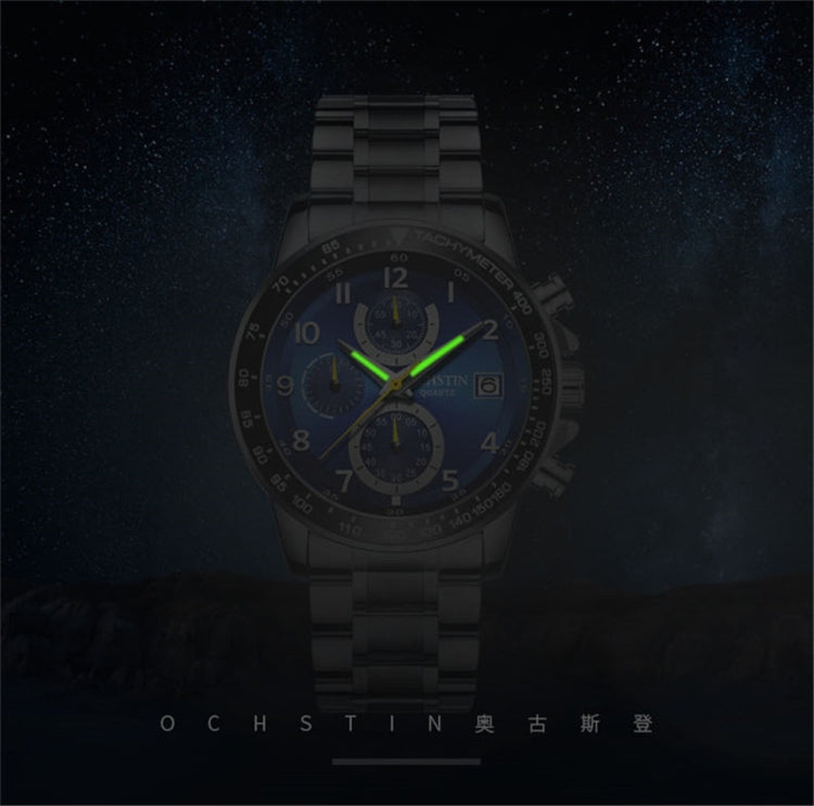 OCHSTIN   6112 Men Multi  Function Watch Fashion Sports Business Calendar Luminous Men Watch Quartz Watch Steel Watch(Blue) - Sport Watches by OCHSTIN | Online Shopping South Africa | PMC Jewellery | Buy Now Pay Later Mobicred