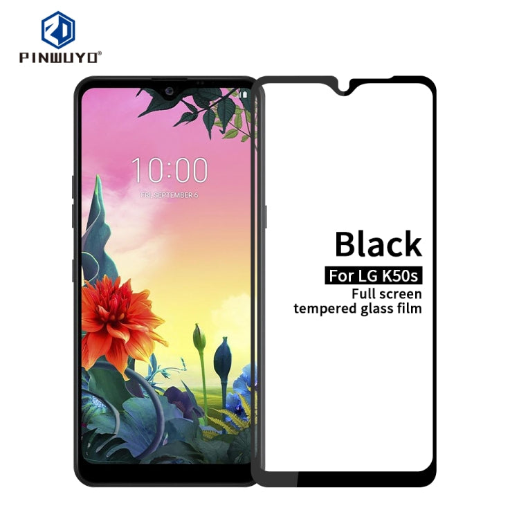 For LG K50s PINWUYO 9H 2.5D Full Screen Tempered Glass Film(Black) - LG Tempered Glass by PINWUYO | Online Shopping South Africa | PMC Jewellery | Buy Now Pay Later Mobicred